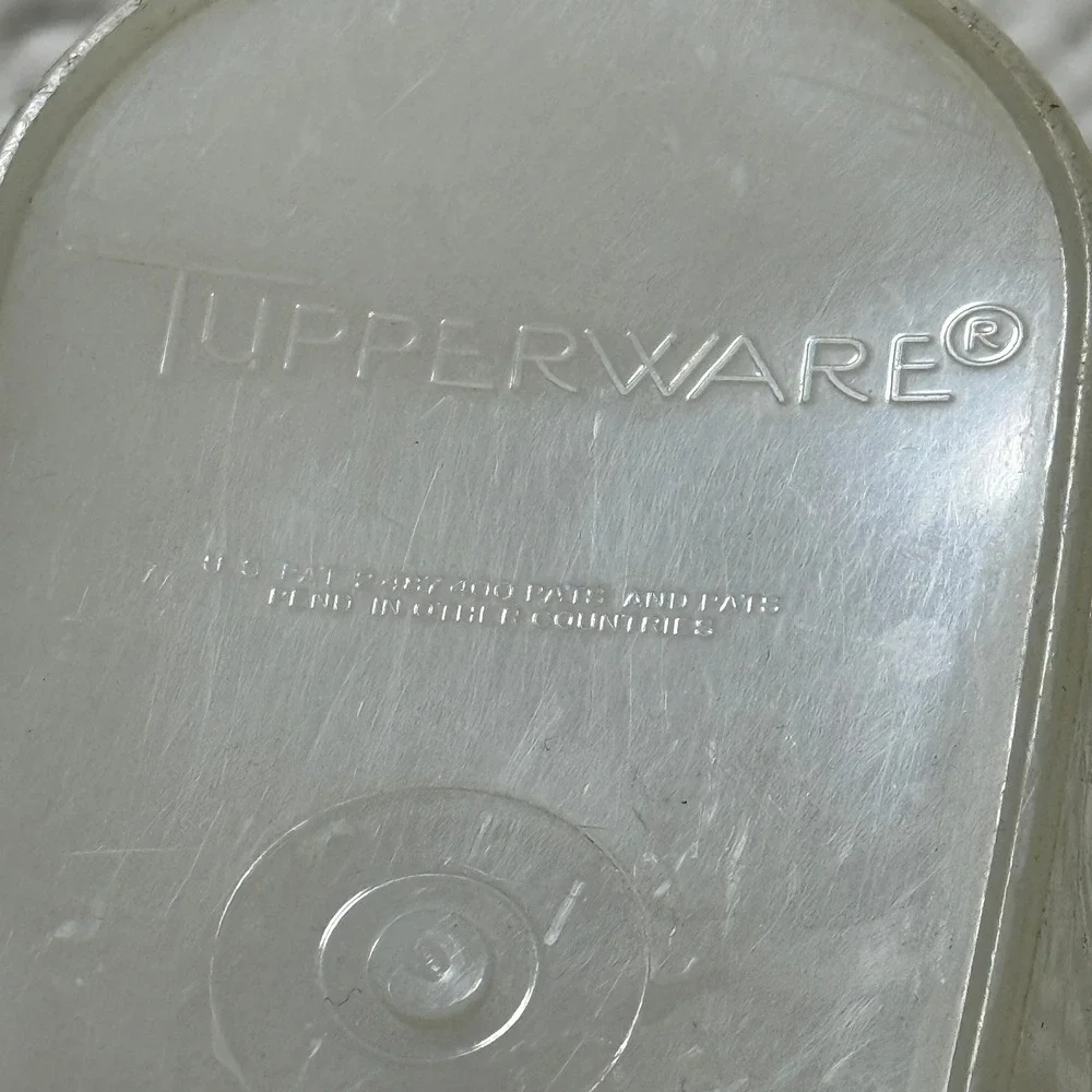 Tupperware Modular Mate Container Vintage Clear White Oval Flip Top‎ Pour Spout